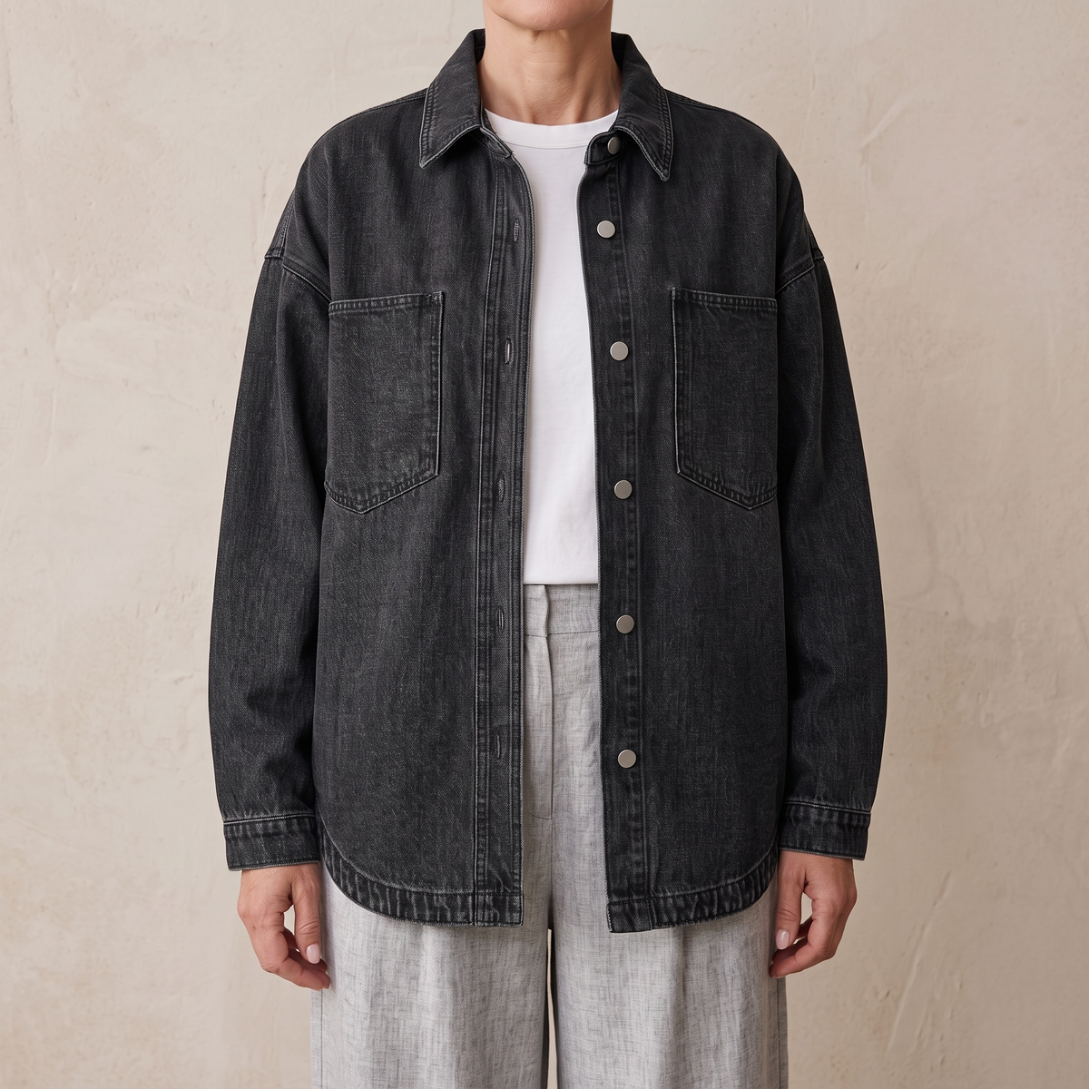 Bess™ — Oversized Washed Denim Jacket