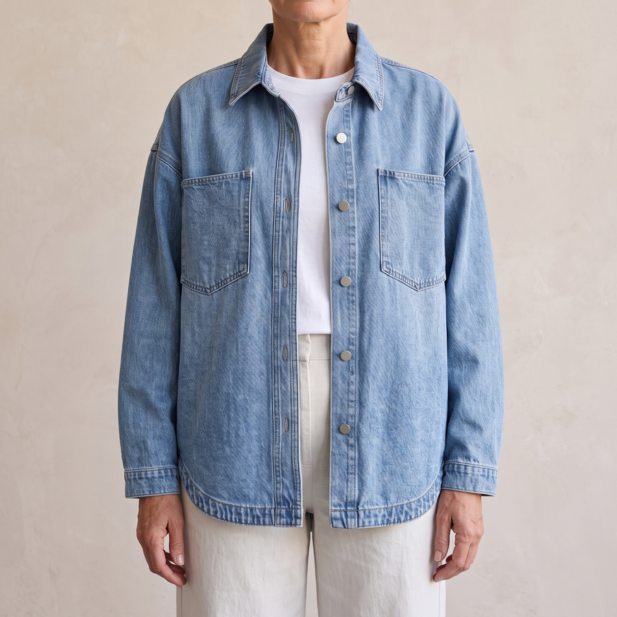 Bess™ — Oversized Washed Denim Jacket