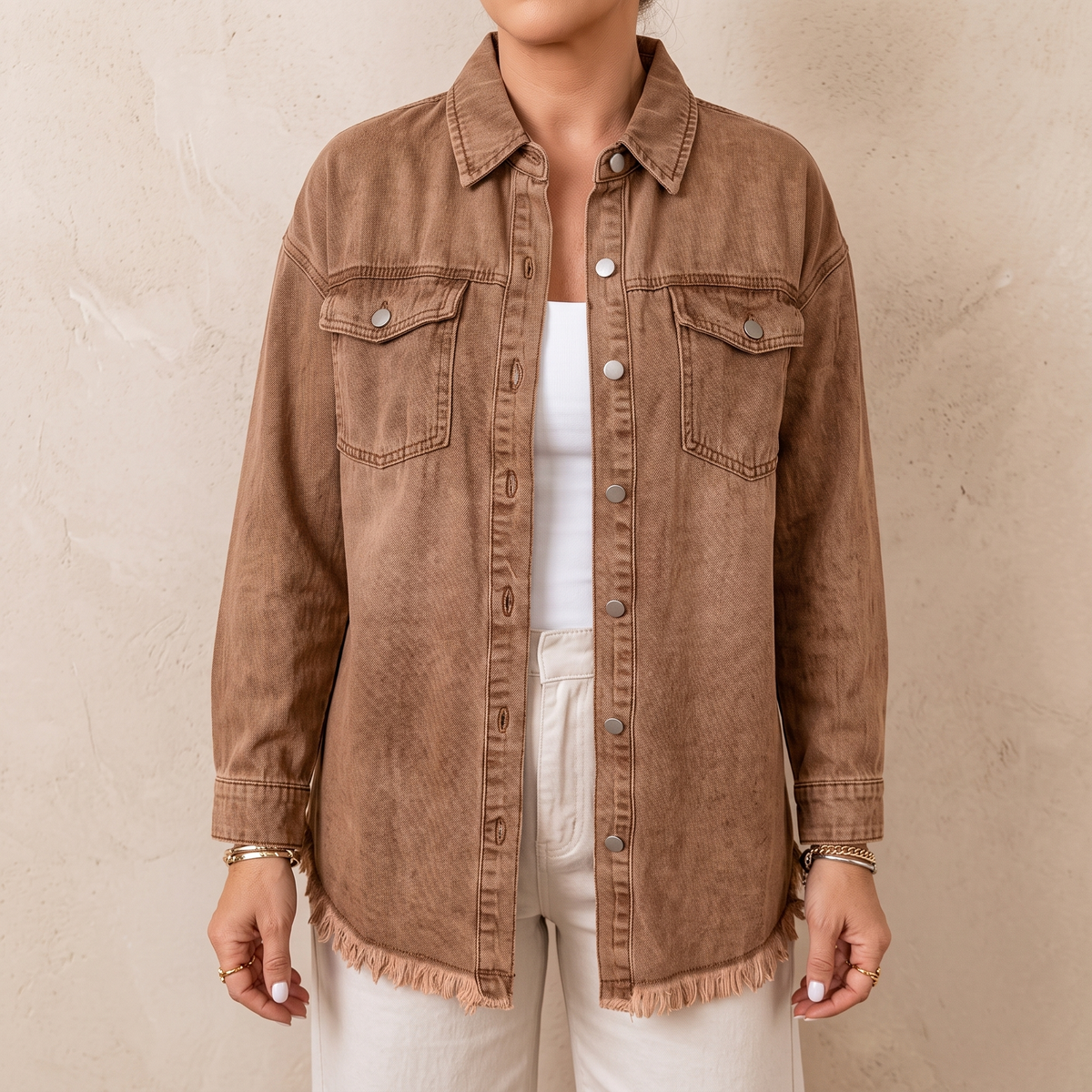 Dottie™ — Raw Hem Denim Jacket