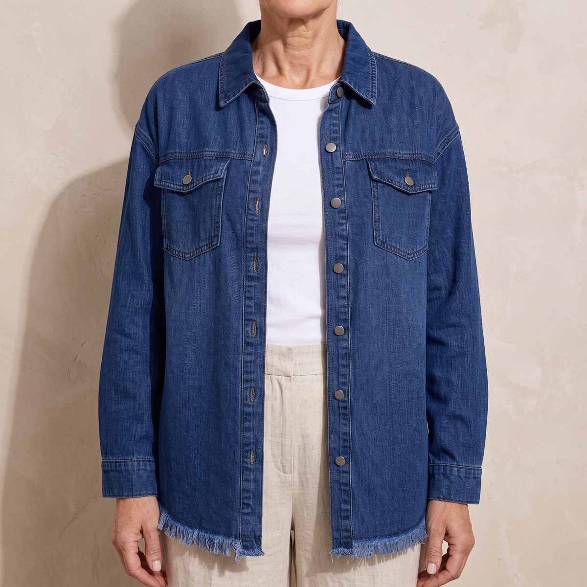 Dottie™ — Raw Hem Denim Jacket