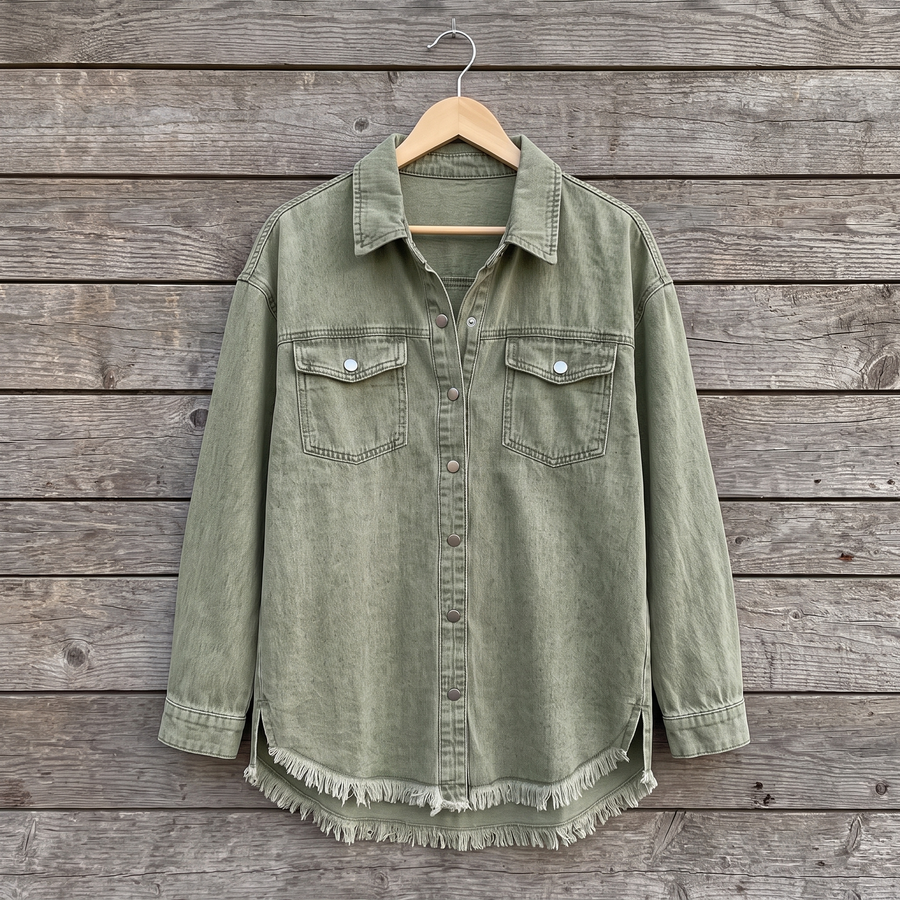 Dottie™ — Raw Hem Denim Jacket