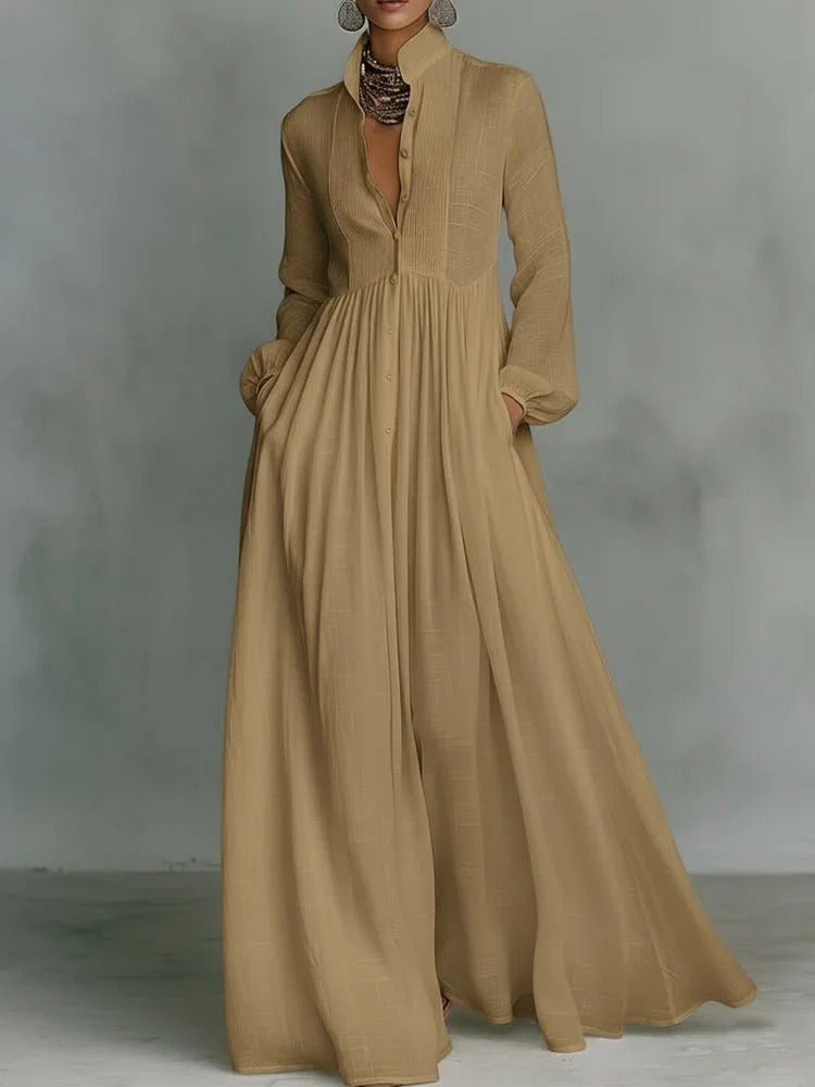 Celine | Flowing Button-Front Maxi Dress