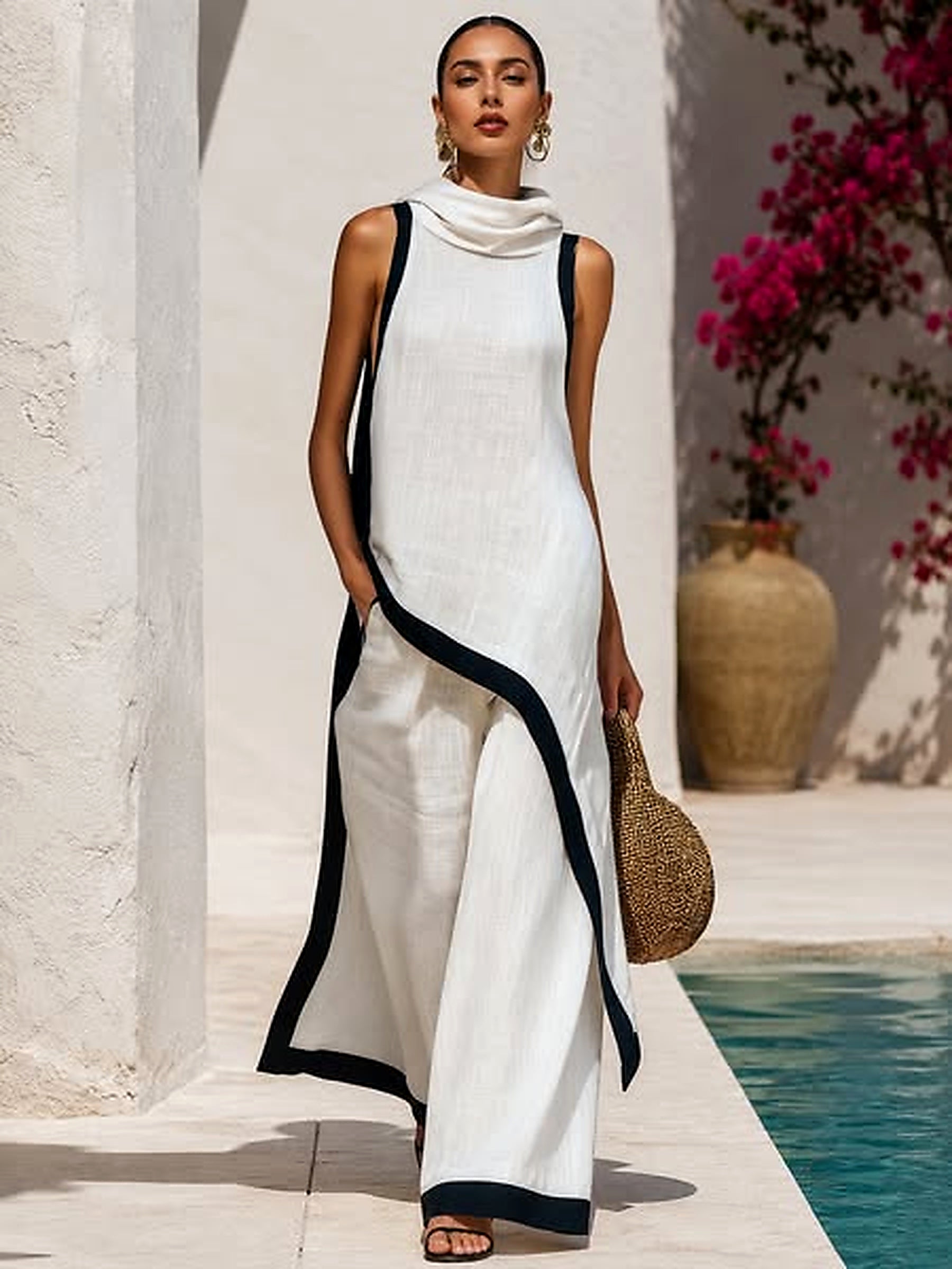 Asymmetric Linen Two-Piece Set